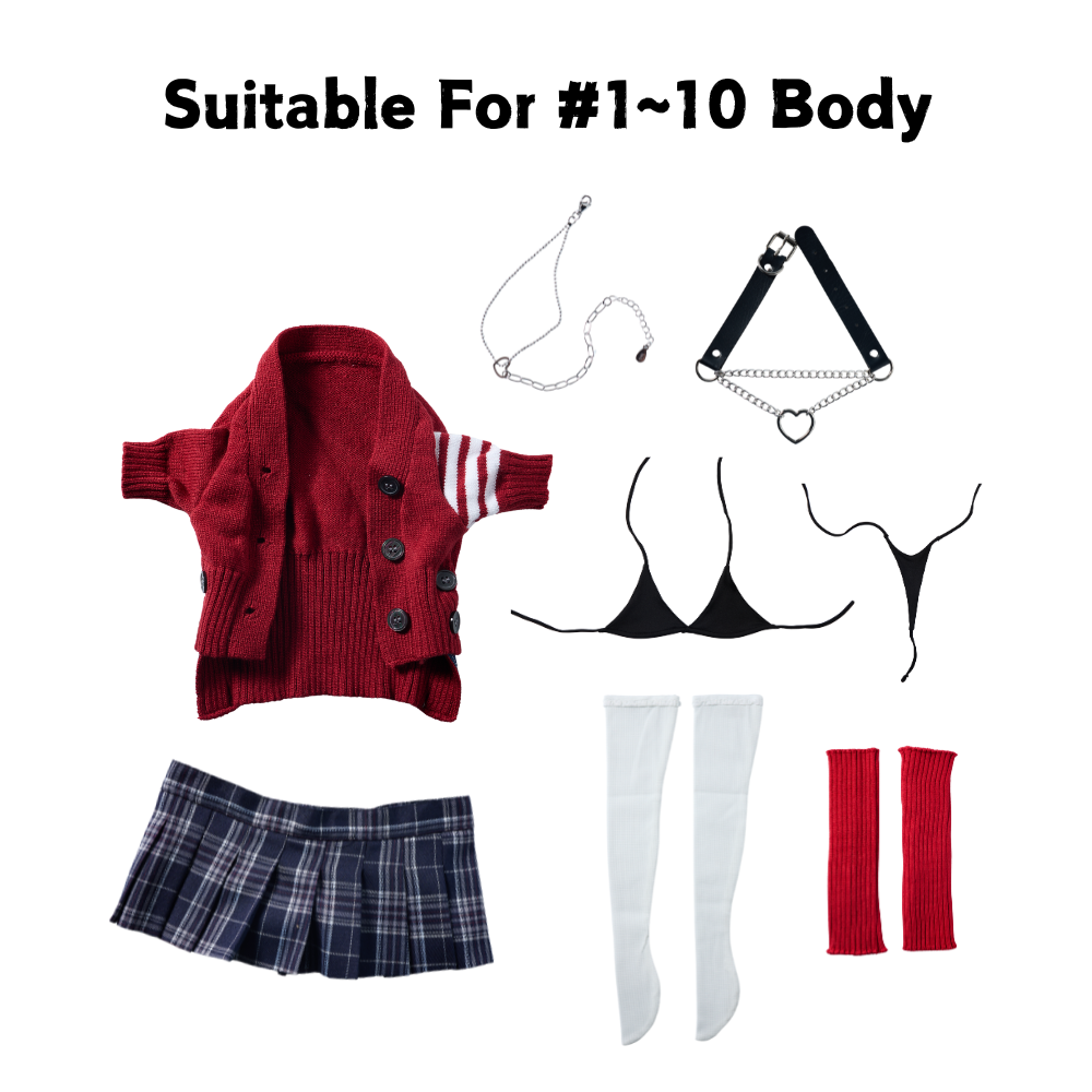 Image of Sex Doll Clothing Red Uniform Set Sexy Lingerie Anime Cosplay (For #1~10 Body)